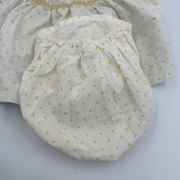 Vintage Nannette Dress Bonnet Set Baby Girls Small Smocked Lace Made USA 70s - Picture 6 of 8